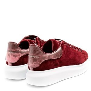 Alexander McQueen Maroon Velvet Sneakers